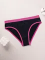 Seamless low waist panties in black with pink contrast trim and geometric texture - S / Bottoms / Rose Pink