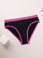 Seamless low waist panties in black with pink contrast trim and geometric texture - S / Bottoms / Rose Pink