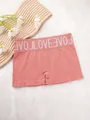 Shorty sans couture pour femme avec imprimé LOVE en rose corail extensible - Rose