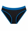 Seamless high-waist women's panties in black with blue trim and geometric pattern - S / Blue