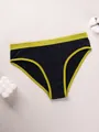 Seamless low-waist panties for women in black and lime green contrast color design - S / Bottoms / Green