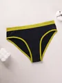Seamless low-waist panties for women in black and lime green contrast color design - S / Bottoms / Green