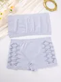 Lavender seamless lingerie set with bandeau top and hollow-out shorts - S / Top And Bottom / Blue