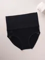High-waisted seamless tummy control panties with honeycomb mesh cutouts in classic black - S / Bottoms / Black