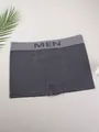 Comfortable men's seamless high elastic boxer briefs in charcoal grey with MEN logo - L / Gray