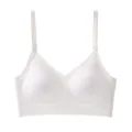 Front view detail showing the seamless fabric and thin adjustable straps of the white bra - 2XL / Tops / White