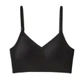 Detail of a seamless black backless bra featuring adjustable thin straps and a U-shaped design - 2XL / Tops / Black