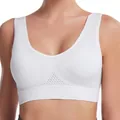 Premium white seamless sports bra featuring breathable mesh for yoga and fitness training - S / Tops / White