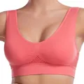 Reggiseno sportivo push-up senza cuciture con dettagli in rete traspirante rosa - Rosa