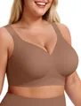 Women's full coverage plus size wireless seamless bra in smooth chocolate brown finish - 3XL / Tops / Coffee