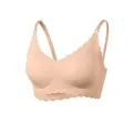 Comfortable nude seamless wire-free push-up bra with stylish scalloped edges and adjustable straps - S / Tops / Light Skin