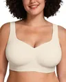 Seamless wireless full coverage support bra for women in cream beige color variant - Off White
