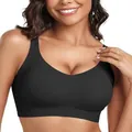 Women's black seamless push-up wireless bra with comfortable full coverage V-neck design - S / Tops / Black