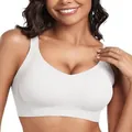 OEAK Women's white seamless wire-free push-up bra with V-neck and full coverage design - S / Tops / White