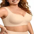 Seamless wireless jelly bra in nude color providing high support for plus size women - M / Tops / Nude