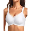 Comfortabele witte draadloze bh in grote maten met mesh kruisontwerp en zachte steun - S / Tops / Wit