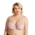 Elegant pink lace plus size bra for women featuring delicate floral embroidery detail - 44/100E / Tops / Dusty Pink