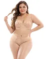Elegant plus-size beige lace lingerie set with E-cup bra and high-waisted briefs - Bra 36/80E Panty L / Top And Bottom / Nude