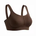 Full coverage wireless sports bra for plus sizes in dark brown breathable fabric - 100D / Tops / Coffee