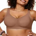 Comfortable seamless wireless jelly bra in supportive cocoa brown for everyday plus size wear - M / Tops / Coffee