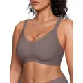 Grote maat mauve bh zonder beugel met mesh cross design en naadloze zachte steun - Grijs