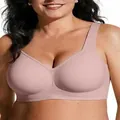 Comfortabele dames draadloze ondersteunende jelly beha in mauve, grote maat bh top - M / Tops / Asroze