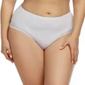 Close-up detail of plus size seamless high waist white cotton breathable panties on model - 6XL / Bottoms / White