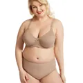 Vista detallada del conjunto de lencería beige de talla grande con sujetador - Caqui