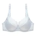 Elegant white lace full cup push-up bra with breathable floral embroidery detail - 40/90E / White