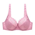 Front view detail of pink floral lace bra with breathable mesh and adjustable straps - 34/75E / Dusty Pink