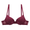 Exquisite close-up view of wine red floral lace embroidery on a sexy push-up bra - 34/75B / Tops / Burgundy