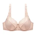 Elegantes Spitzen-BH-Detail in Nude mit Stickerei und atmungsaktivem Stoff. - Beige