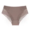 Detailed front view of high-waist lace briefs for women in a soft dusty rose color - 0XL / Bottoms / Khaki