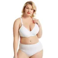 Vista detallada de conjunto de sujetador blanco liso de copa completa de talla grande - Sujetador 44/100D Braguita 3XL / Top Y Pantalón / Blanco