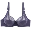 Front view of purple lace bra featuring ultra-thin cups and full coverage design - 36/80E / Tops / Purple