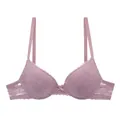 Elegant purple floral lace push-up bra variant with thin cup design for daily comfort - 34/75B / Tops / Lotus Pink