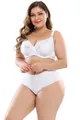 Sexy plus size white ultra-thin lace lingerie set featuring an E-cup bra and high waist panty - Bra 38/85E Panty 0XL / Top And Bottom / White