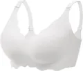 Comfortable seamless white wireless push-up bra with jelly wave edge and thin straps - S / Tops / White