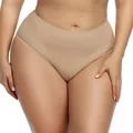 Seamless high-waisted plus size panties in nude color for a smooth and breathable fit - 0XL / Bottoms / Beige