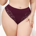Close-up detail of plus size burgundy lace cotton underwear for women - 0XL / Bottoms / Burgundy