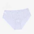 Women's light blue mid-waist briefs with full lace floral pattern design - White