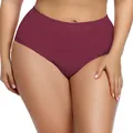 Culotte femme grande taille sans couture à taille haute en bordeaux élégant coton - Bordeaux