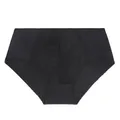 Detail of the elegant floral lace embroidery on black high-waisted plus size briefs - L / Bottoms / Black