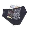 Elegant black floral lace mid-waist panties for women with plus size comfort - 0XL / Bottoms / Black
