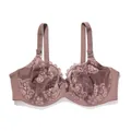 Plus size dusty rose floral lace bra with large D/E cups for full figure support - 38/85D / Tops / Khaki