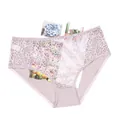 Elegant mauve sheer floral lace panties for women featuring a comfortable mid-waist design - 0XL / Bottoms / Khaki