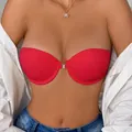 Sujetador push-up rojo sin tirantes con hebilla delantera para vestidos de fiesta - 32/70B / Tops / Rojo