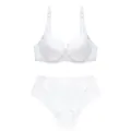 Elegantes weißes Spitzenunterwäsche-Set mit detailreichem BH und passendem Slip - Weiß