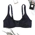 Primer plano de sujetador negro sin aros y sin costuras con cierre frontal - 0XL / Tops / Negro