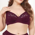 Sexy plus size full cup lace bra in elegant deep burgundy, thin and breathable design - 38/85D / Tops / Burgundy